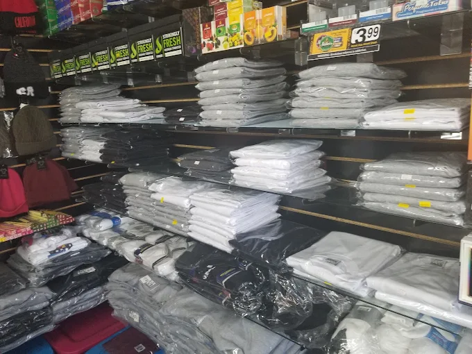 Rolling papers and tobacco products at the shop counter